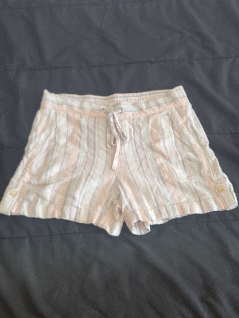 Calvin Klein Pink and White Striped Drawstring Cotton-Blend Shorts
